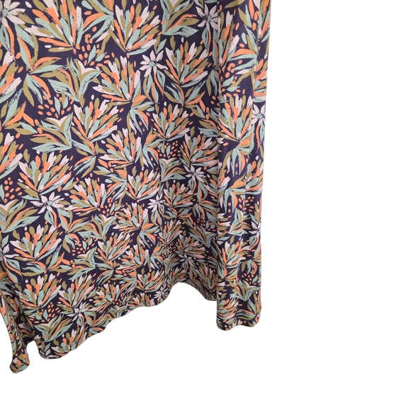 Pact Organic Cotton Fit & Flare Midi Dress Large Purple Abstract Floral Print - Picture 6 of 9